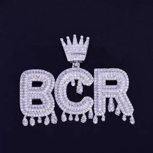 Custom Crown Bubble Word Pendant with Chain - TheIceClub