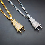 Iced Plug Pendent With Chain