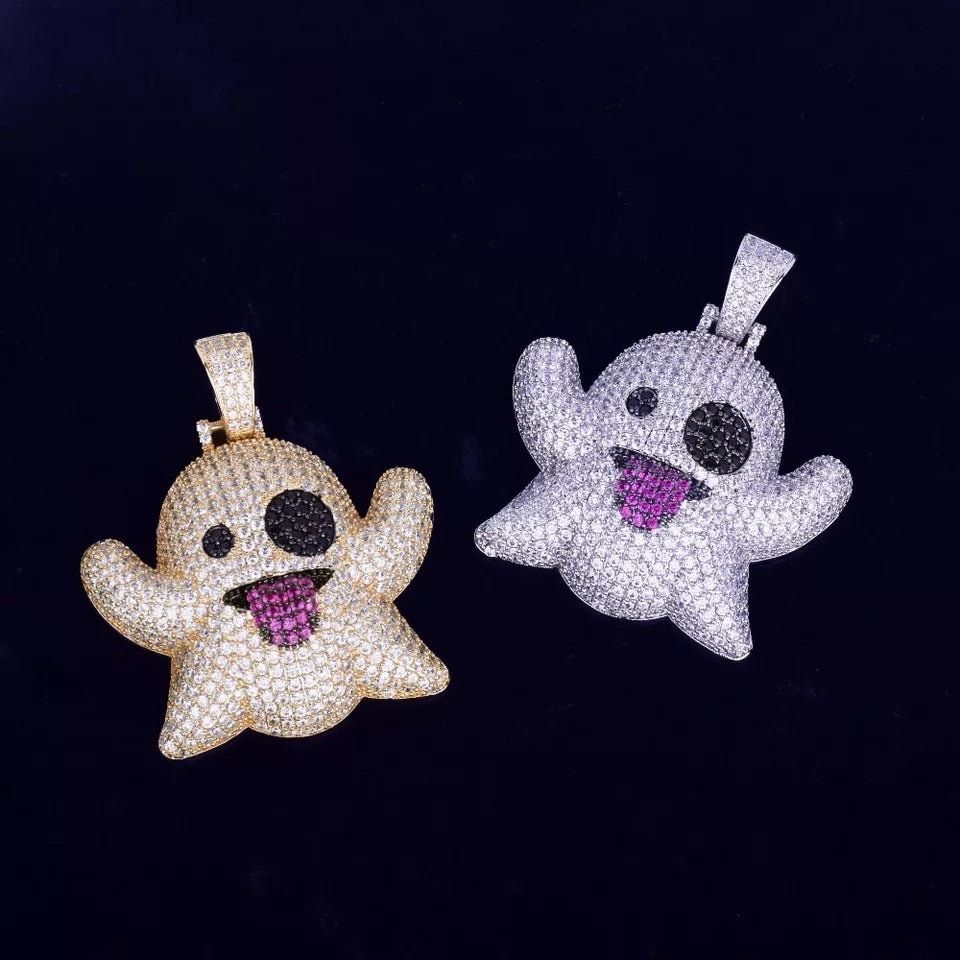 Iced Ghost Emoji Pendant